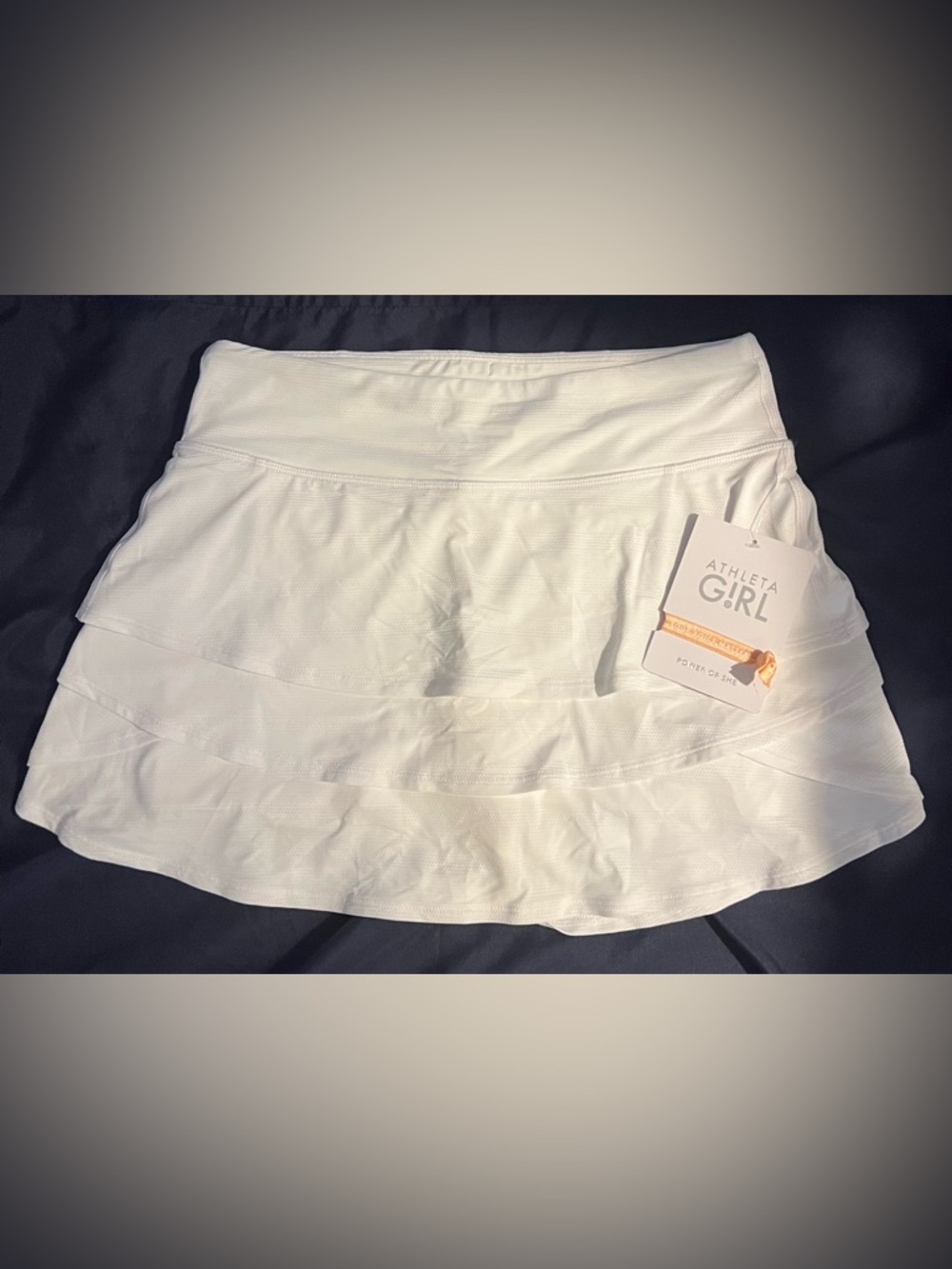 Athleta Girl White Skort, Swing Skort mesh with ruffles